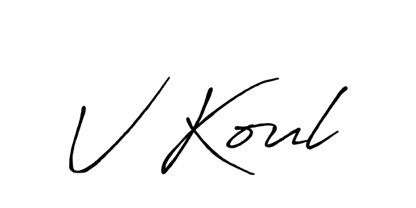 Make a beautiful signature design for name V Koul. With this signature (Antro_Vectra_Bolder) style, you can create a handwritten signature for free. V Koul signature style 7 images and pictures png