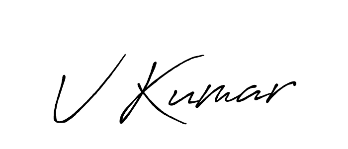 How to make V Kumar name signature. Use Antro_Vectra_Bolder style for creating short signs online. This is the latest handwritten sign. V Kumar signature style 7 images and pictures png