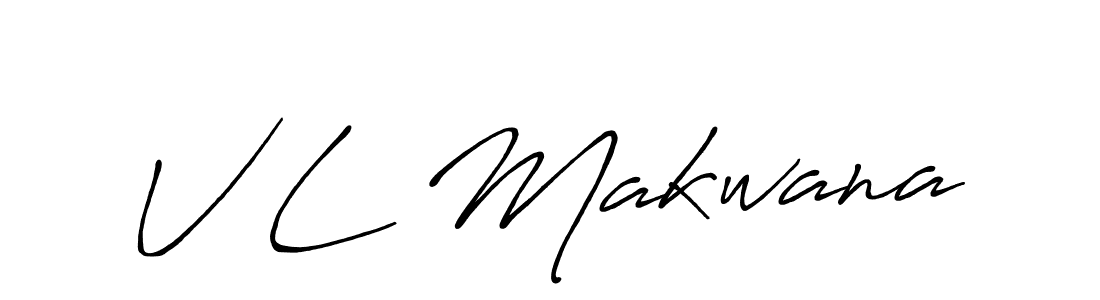 Use a signature maker to create a handwritten signature online. With this signature software, you can design (Antro_Vectra_Bolder) your own signature for name V L Makwana. V L Makwana signature style 7 images and pictures png