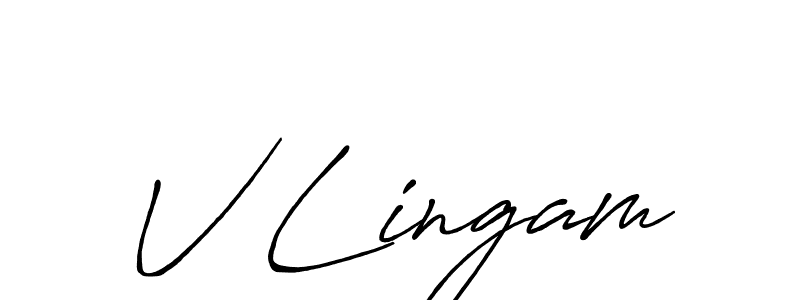 How to make V Lingam name signature. Use Antro_Vectra_Bolder style for creating short signs online. This is the latest handwritten sign. V Lingam signature style 7 images and pictures png