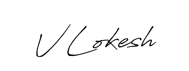 Make a beautiful signature design for name V Lokesh. With this signature (Antro_Vectra_Bolder) style, you can create a handwritten signature for free. V Lokesh signature style 7 images and pictures png
