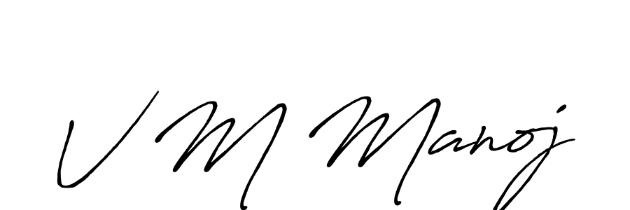 Also You can easily find your signature by using the search form. We will create V M Manoj name handwritten signature images for you free of cost using Antro_Vectra_Bolder sign style. V M Manoj signature style 7 images and pictures png