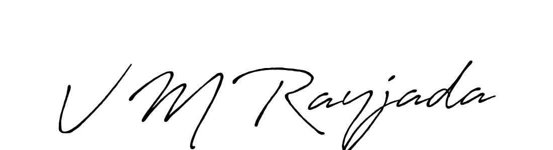 if you are searching for the best signature style for your name V M Rayjada. so please give up your signature search. here we have designed multiple signature styles  using Antro_Vectra_Bolder. V M Rayjada signature style 7 images and pictures png