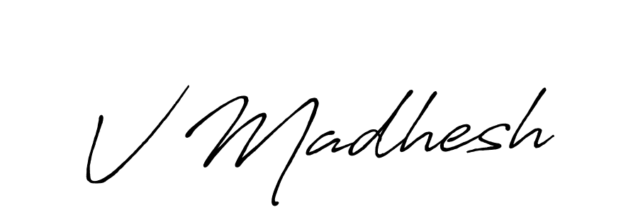 Create a beautiful signature design for name V Madhesh. With this signature (Antro_Vectra_Bolder) fonts, you can make a handwritten signature for free. V Madhesh signature style 7 images and pictures png