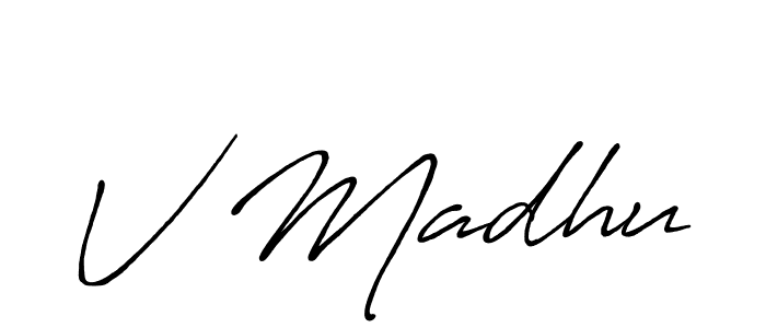 if you are searching for the best signature style for your name V Madhu. so please give up your signature search. here we have designed multiple signature styles  using Antro_Vectra_Bolder. V Madhu signature style 7 images and pictures png