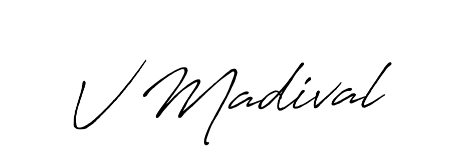 Create a beautiful signature design for name V Madival. With this signature (Antro_Vectra_Bolder) fonts, you can make a handwritten signature for free. V Madival signature style 7 images and pictures png
