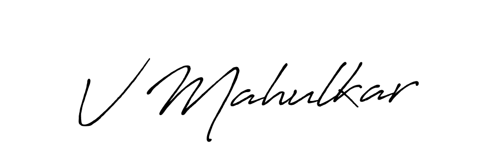 Also You can easily find your signature by using the search form. We will create V Mahulkar name handwritten signature images for you free of cost using Antro_Vectra_Bolder sign style. V Mahulkar signature style 7 images and pictures png