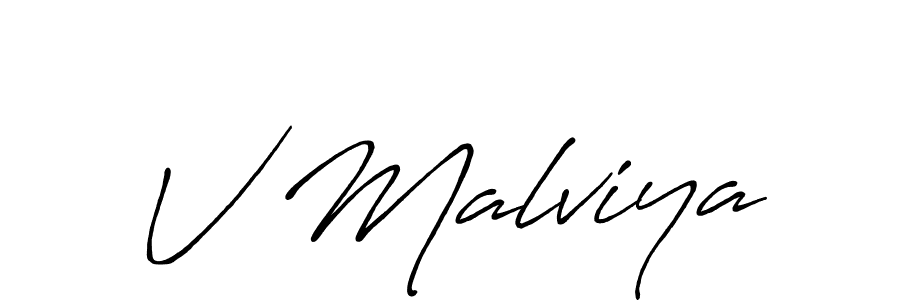 Make a beautiful signature design for name V Malviya. With this signature (Antro_Vectra_Bolder) style, you can create a handwritten signature for free. V Malviya signature style 7 images and pictures png