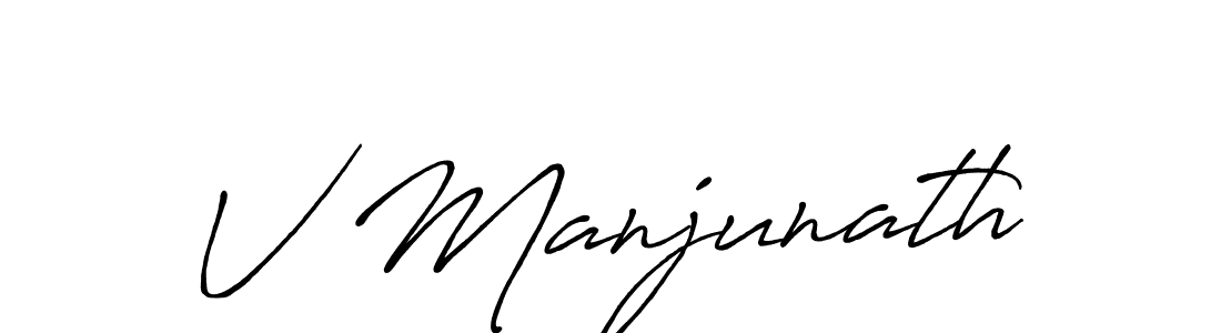 How to make V Manjunath name signature. Use Antro_Vectra_Bolder style for creating short signs online. This is the latest handwritten sign. V Manjunath signature style 7 images and pictures png