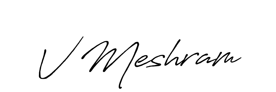 V Meshram stylish signature style. Best Handwritten Sign (Antro_Vectra_Bolder) for my name. Handwritten Signature Collection Ideas for my name V Meshram. V Meshram signature style 7 images and pictures png