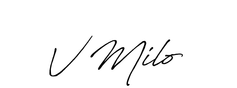 Also You can easily find your signature by using the search form. We will create V Miloš name handwritten signature images for you free of cost using Antro_Vectra_Bolder sign style. V Miloš signature style 7 images and pictures png