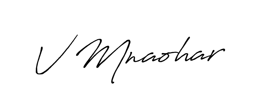 Create a beautiful signature design for name V Mnaohar. With this signature (Antro_Vectra_Bolder) fonts, you can make a handwritten signature for free. V Mnaohar signature style 7 images and pictures png