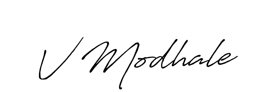 Design your own signature with our free online signature maker. With this signature software, you can create a handwritten (Antro_Vectra_Bolder) signature for name V Modhale. V Modhale signature style 7 images and pictures png