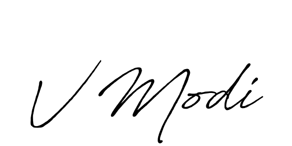 Create a beautiful signature design for name V Modi. With this signature (Antro_Vectra_Bolder) fonts, you can make a handwritten signature for free. V Modi signature style 7 images and pictures png