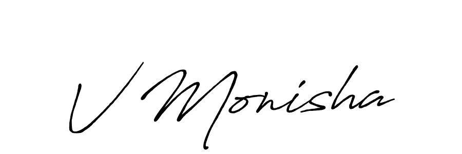 Also we have V Monisha name is the best signature style. Create professional handwritten signature collection using Antro_Vectra_Bolder autograph style. V Monisha signature style 7 images and pictures png