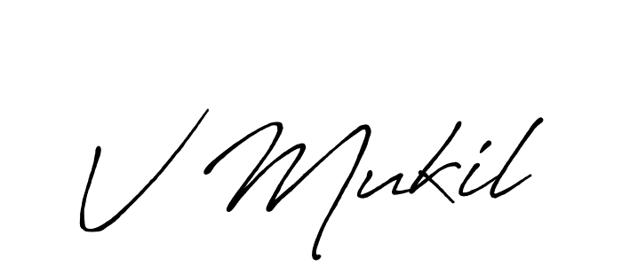 Similarly Antro_Vectra_Bolder is the best handwritten signature design. Signature creator online .You can use it as an online autograph creator for name V Mukil. V Mukil signature style 7 images and pictures png