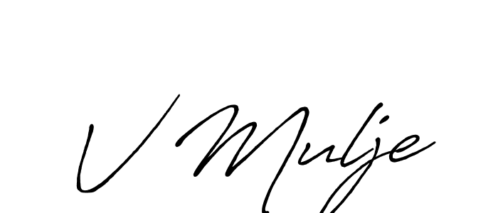 How to make V Mulje name signature. Use Antro_Vectra_Bolder style for creating short signs online. This is the latest handwritten sign. V Mulje signature style 7 images and pictures png