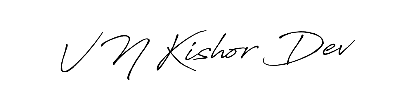 How to make V N Kishor Dev name signature. Use Antro_Vectra_Bolder style for creating short signs online. This is the latest handwritten sign. V N Kishor Dev signature style 7 images and pictures png