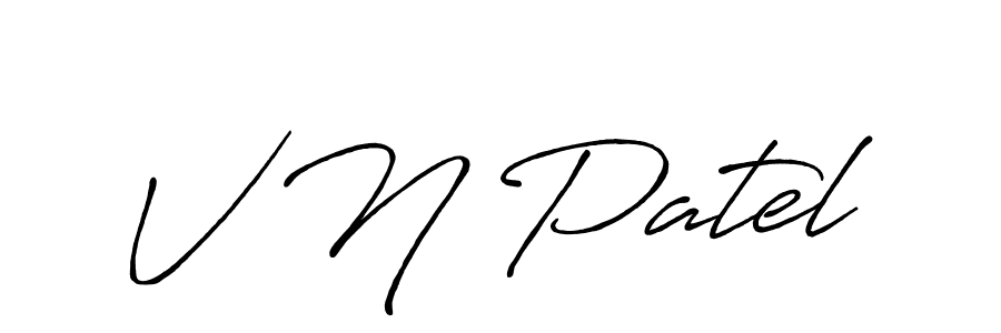 Create a beautiful signature design for name V N Patel. With this signature (Antro_Vectra_Bolder) fonts, you can make a handwritten signature for free. V N Patel signature style 7 images and pictures png