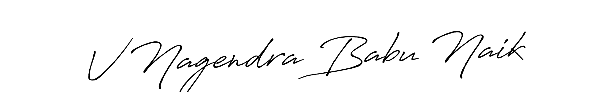The best way (Antro_Vectra_Bolder) to make a short signature is to pick only two or three words in your name. The name V Nagendra Babu Naik include a total of six letters. For converting this name. V Nagendra Babu Naik signature style 7 images and pictures png