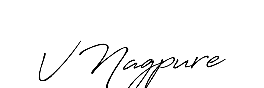 How to make V Nagpure name signature. Use Antro_Vectra_Bolder style for creating short signs online. This is the latest handwritten sign. V Nagpure signature style 7 images and pictures png