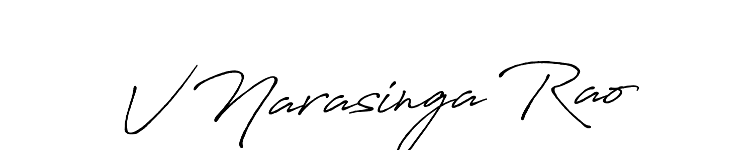 The best way (Antro_Vectra_Bolder) to make a short signature is to pick only two or three words in your name. The name V Narasinga Rao include a total of six letters. For converting this name. V Narasinga Rao signature style 7 images and pictures png