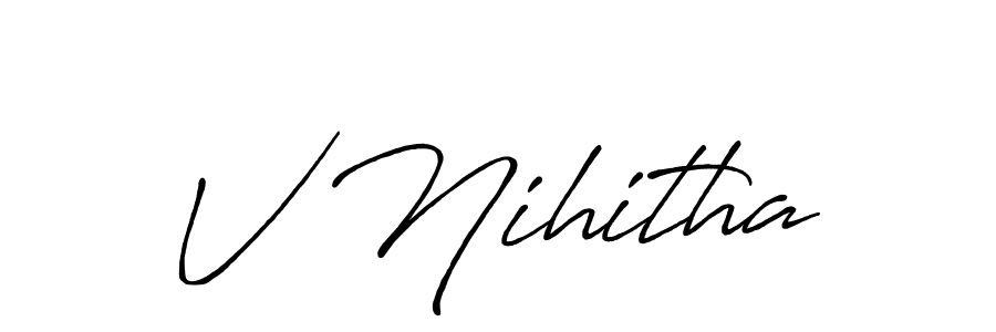 Also You can easily find your signature by using the search form. We will create V Nihitha name handwritten signature images for you free of cost using Antro_Vectra_Bolder sign style. V Nihitha signature style 7 images and pictures png