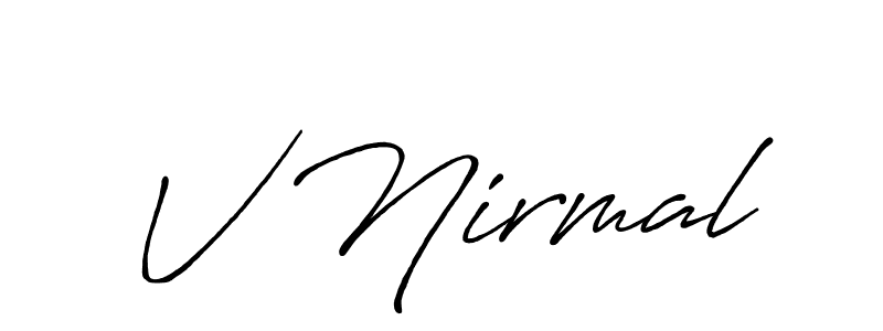 You can use this online signature creator to create a handwritten signature for the name V Nirmal. This is the best online autograph maker. V Nirmal signature style 7 images and pictures png