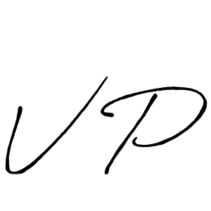 Design your own signature with our free online signature maker. With this signature software, you can create a handwritten (Antro_Vectra_Bolder) signature for name V P. V P signature style 7 images and pictures png