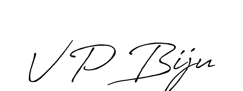 The best way (Antro_Vectra_Bolder) to make a short signature is to pick only two or three words in your name. The name V P Biju include a total of six letters. For converting this name. V P Biju signature style 7 images and pictures png