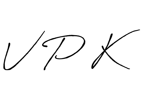 Create a beautiful signature design for name V P K. With this signature (Antro_Vectra_Bolder) fonts, you can make a handwritten signature for free. V P K signature style 7 images and pictures png