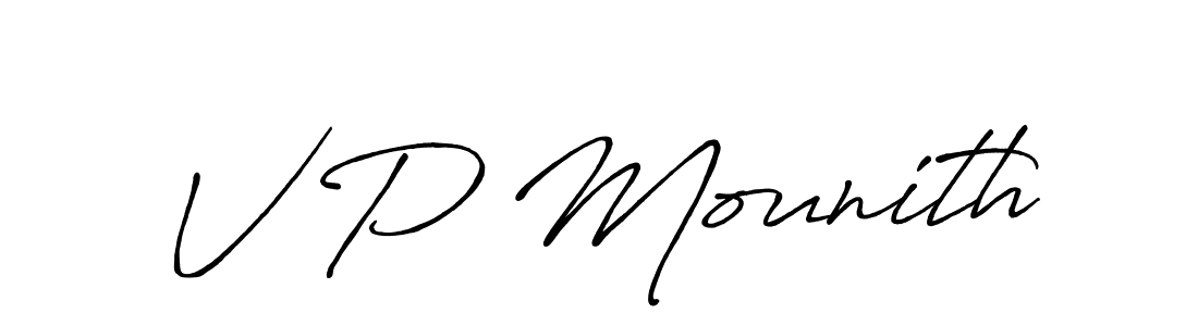 You should practise on your own different ways (Antro_Vectra_Bolder) to write your name (V P Mounith) in signature. don't let someone else do it for you. V P Mounith signature style 7 images and pictures png