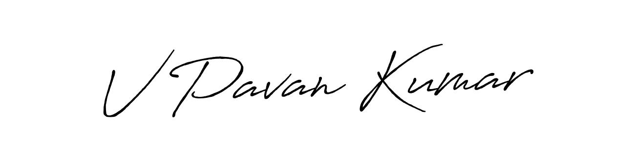 How to make V Pavan Kumar name signature. Use Antro_Vectra_Bolder style for creating short signs online. This is the latest handwritten sign. V Pavan Kumar signature style 7 images and pictures png