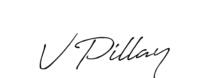 How to make V Pillay name signature. Use Antro_Vectra_Bolder style for creating short signs online. This is the latest handwritten sign. V Pillay signature style 7 images and pictures png