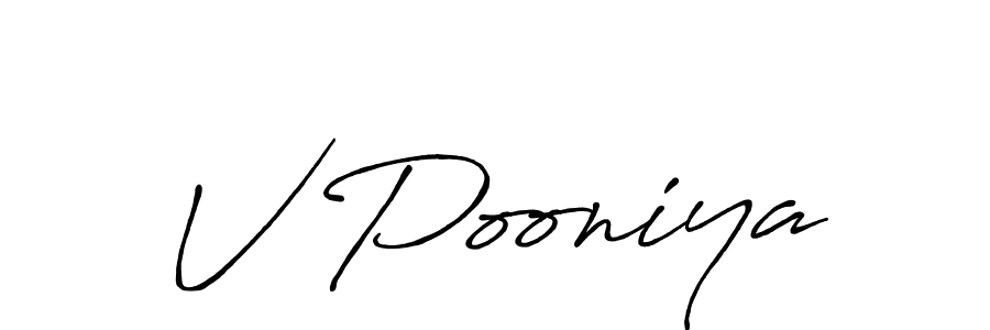 How to make V Pooniya signature? Antro_Vectra_Bolder is a professional autograph style. Create handwritten signature for V Pooniya name. V Pooniya signature style 7 images and pictures png
