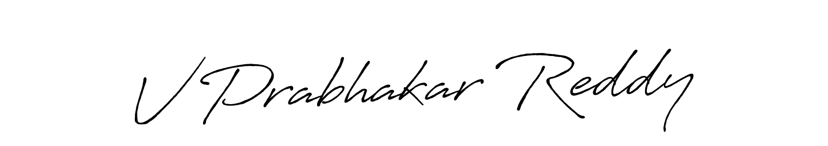 How to make V Prabhakar Reddy name signature. Use Antro_Vectra_Bolder style for creating short signs online. This is the latest handwritten sign. V Prabhakar Reddy signature style 7 images and pictures png