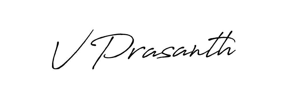 How to make V Prasanth name signature. Use Antro_Vectra_Bolder style for creating short signs online. This is the latest handwritten sign. V Prasanth signature style 7 images and pictures png
