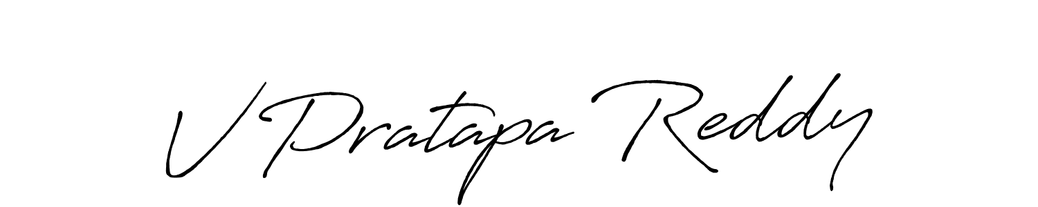 Make a beautiful signature design for name V Pratapa Reddy. With this signature (Antro_Vectra_Bolder) style, you can create a handwritten signature for free. V Pratapa Reddy signature style 7 images and pictures png