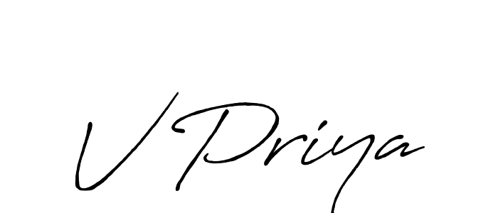V Priya stylish signature style. Best Handwritten Sign (Antro_Vectra_Bolder) for my name. Handwritten Signature Collection Ideas for my name V Priya. V Priya signature style 7 images and pictures png