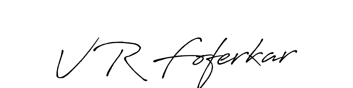 How to make V R Foferkar name signature. Use Antro_Vectra_Bolder style for creating short signs online. This is the latest handwritten sign. V R Foferkar signature style 7 images and pictures png