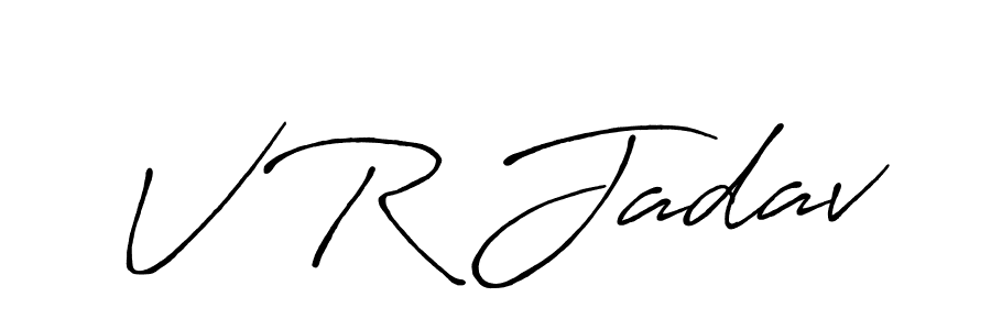 Also we have V R Jadav name is the best signature style. Create professional handwritten signature collection using Antro_Vectra_Bolder autograph style. V R Jadav signature style 7 images and pictures png