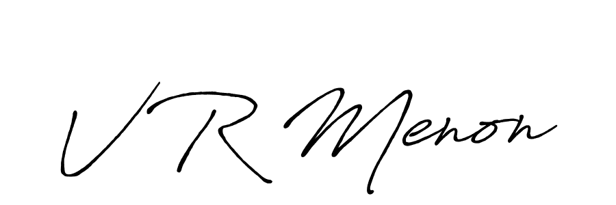 Also we have V R Menon name is the best signature style. Create professional handwritten signature collection using Antro_Vectra_Bolder autograph style. V R Menon signature style 7 images and pictures png