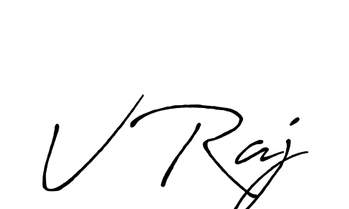 Make a beautiful signature design for name V Raj. With this signature (Antro_Vectra_Bolder) style, you can create a handwritten signature for free. V Raj signature style 7 images and pictures png