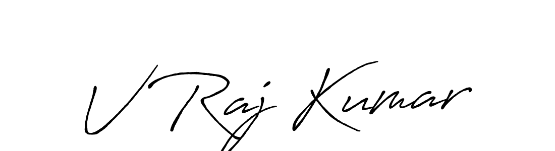 Make a beautiful signature design for name V Raj Kumar. With this signature (Antro_Vectra_Bolder) style, you can create a handwritten signature for free. V Raj Kumar signature style 7 images and pictures png