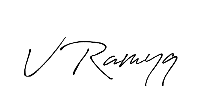 Also we have V Ramyq name is the best signature style. Create professional handwritten signature collection using Antro_Vectra_Bolder autograph style. V Ramyq signature style 7 images and pictures png