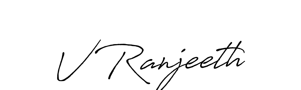 Also You can easily find your signature by using the search form. We will create V Ranjeeth name handwritten signature images for you free of cost using Antro_Vectra_Bolder sign style. V Ranjeeth signature style 7 images and pictures png