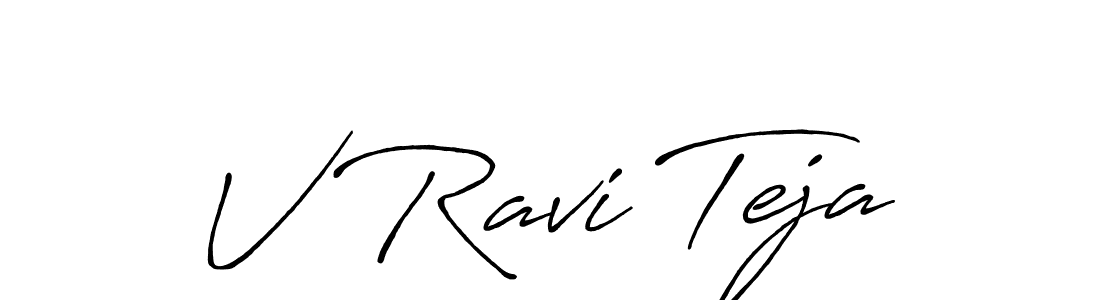 Make a beautiful signature design for name V Ravi Teja. With this signature (Antro_Vectra_Bolder) style, you can create a handwritten signature for free. V Ravi Teja signature style 7 images and pictures png