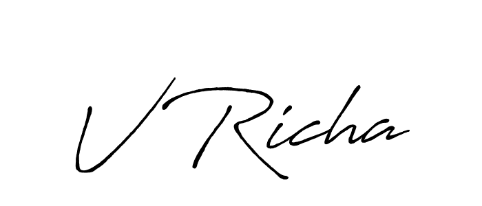 Create a beautiful signature design for name V Richa. With this signature (Antro_Vectra_Bolder) fonts, you can make a handwritten signature for free. V Richa signature style 7 images and pictures png