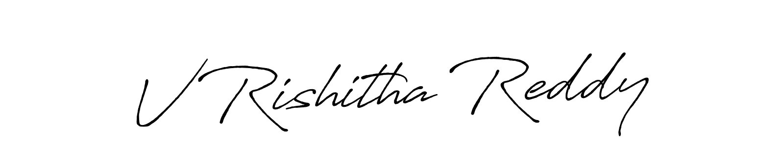 Create a beautiful signature design for name V Rishitha Reddy. With this signature (Antro_Vectra_Bolder) fonts, you can make a handwritten signature for free. V Rishitha Reddy signature style 7 images and pictures png