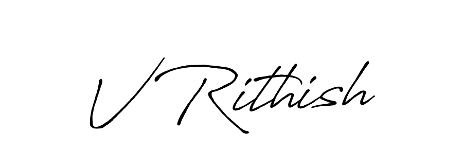 if you are searching for the best signature style for your name V Rithish. so please give up your signature search. here we have designed multiple signature styles  using Antro_Vectra_Bolder. V Rithish signature style 7 images and pictures png